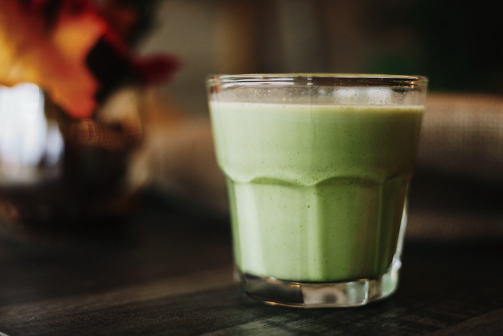 Matcha smoothie in glass