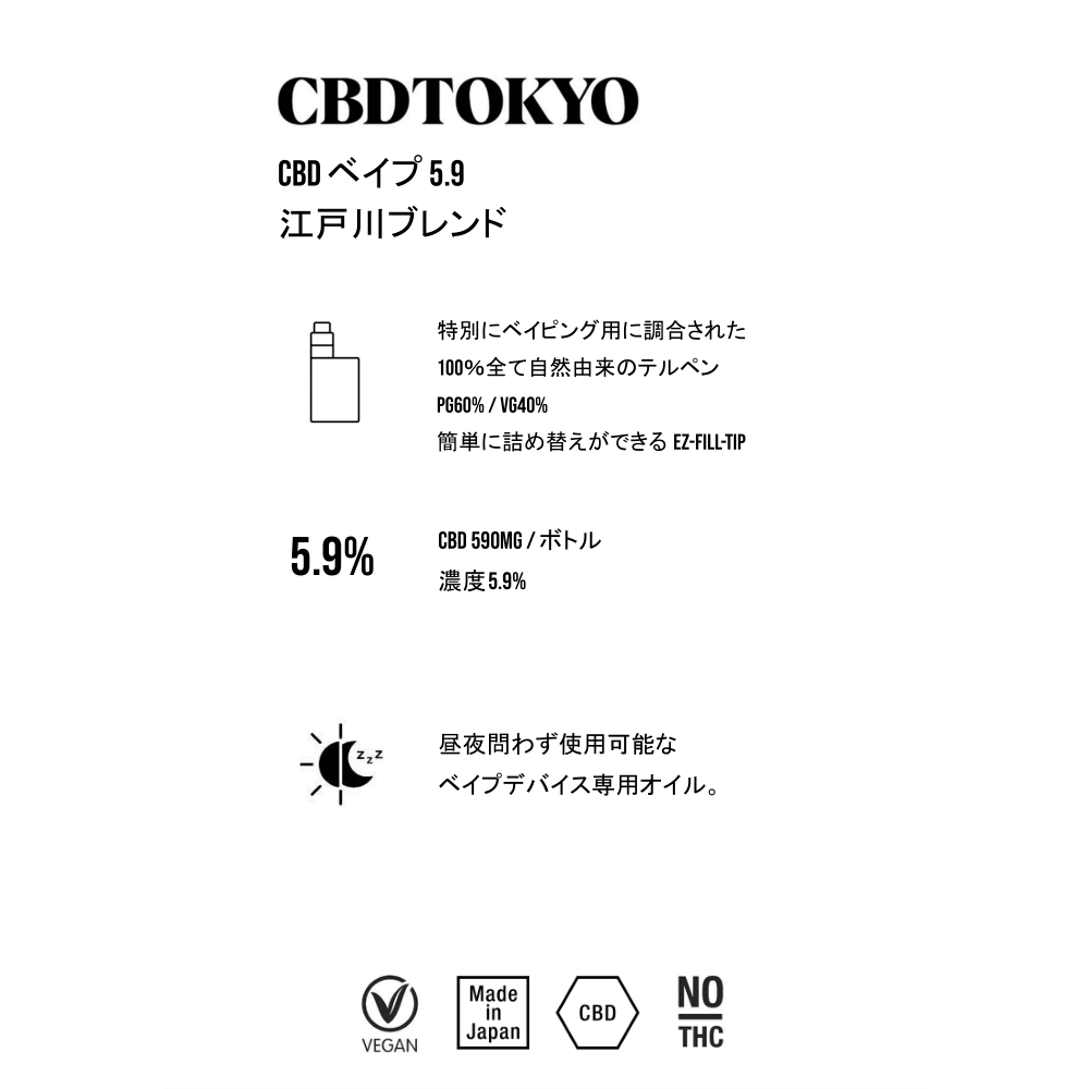 CBDベイプリキッド 5.9% 江戸川ブレンド 590mg | 日本製